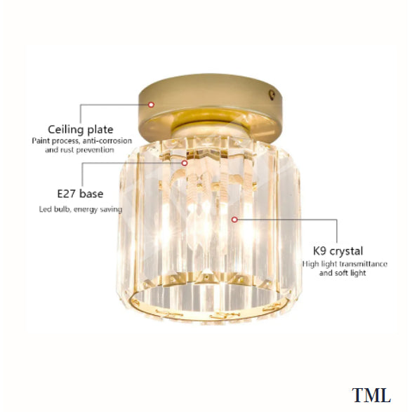 Crystal Gold Glass Like Acrylic Cylindrical Surface Downlight Ceiling Light Hallway Corridor Small Area 4HOME SINGAPORE - 4HOME