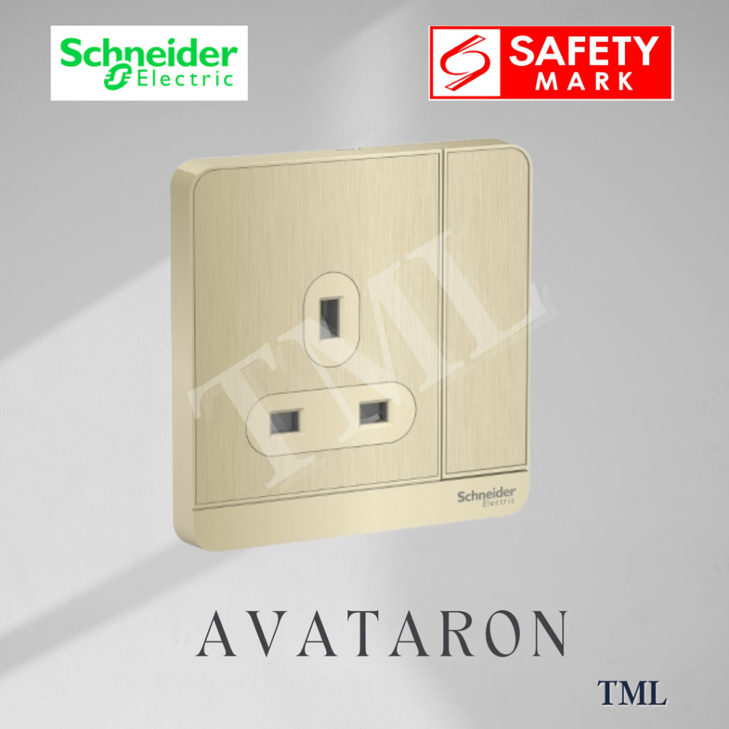 [SG Seller] Schneider AvatarON Single Socket 13A Wall Plug White Dark Grey Dark Wood Wine Gold Hairline Gold 4HOME SINGAPORE - 4HOME