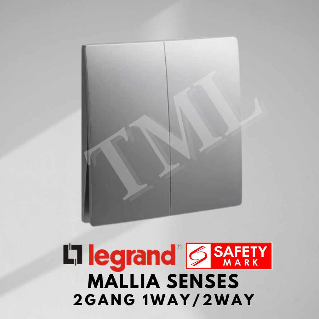 Legrand Mallia Senses 2Gang 1Way 2Way 2G1W 2G2W Switch Designer Matt Black Silver Champagne 4HOME SINGAPORE - 4HOME