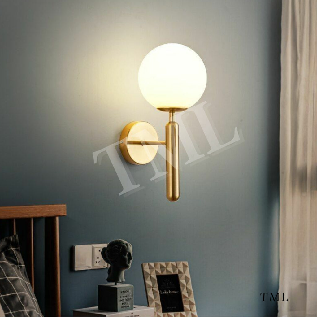 Lux Gold Glass Globe E27 Wall Light Bedside Bathroom Balcony Hallway 4HOME SINGAPORE - 4HOME