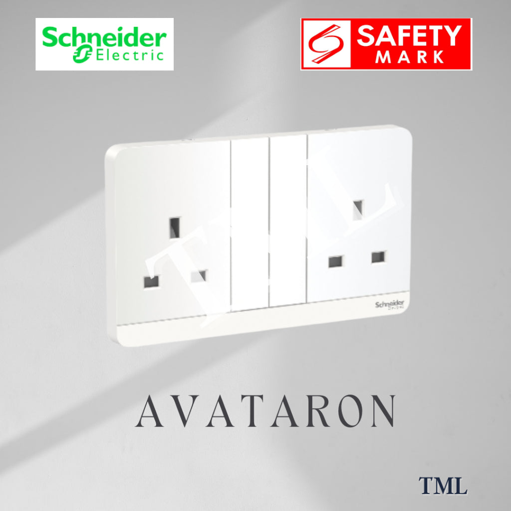 [SG Seller] Schneider AvatarON Double Socket 13A Wall Plug White Dark Grey Dark Wood Wine Gold Hairline Gold 4HOME SINGAPORE - 4HOME