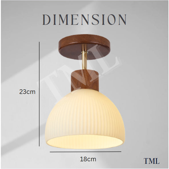 Nordic Japanese Dark Wood Light Wood Glass E27 Bulb Ceiling Light Corridor Small Area 4HOME SINGAPORE - 4HOME