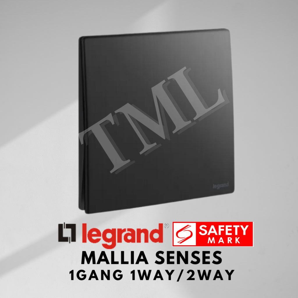 Legrand Mallia Senses 1Gang 1Way 2Way 1G1W 1G2W Switch Designer Matt Black Silver Champagne 4HOME SINGAPORE - 4HOME