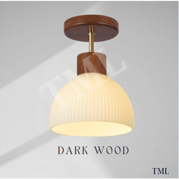 Nordic Japanese Dark Wood Light Wood Glass E27 Bulb Ceiling Light Corridor Small Area 4HOME SINGAPORE - 4HOME