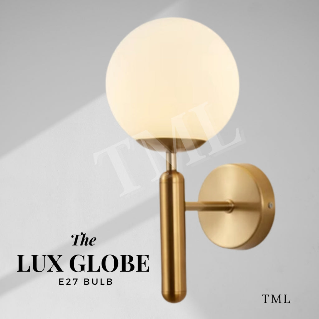 Lux Gold Glass Globe E27 Wall Light Bedside Bathroom Balcony Hallway 4HOME SINGAPORE - 4HOME