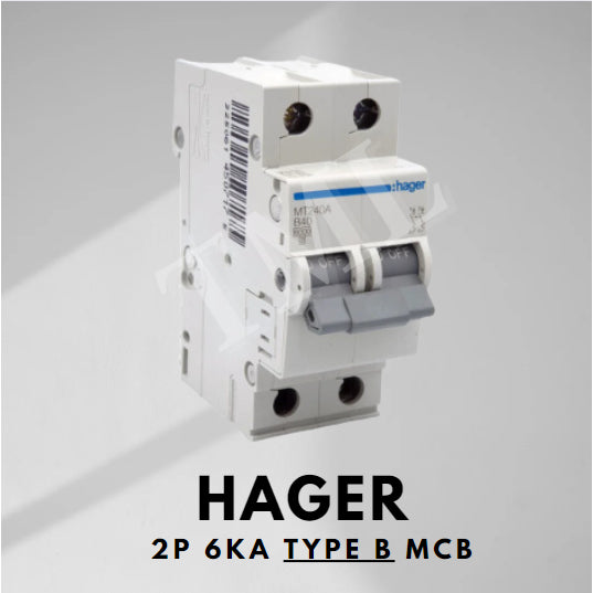 Hager 2P Two Pole MCB 6kA Type B Type C MT22A MT240A MC240A 32A 40A Hager 2 Pole 4HOME SINGAPORE - 4HOME