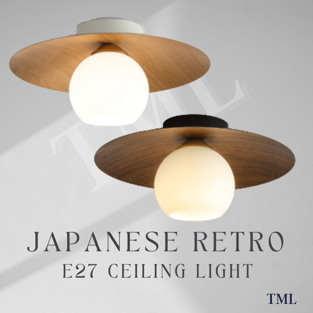 Retro Japanese Light Wood Dark Wood Saturn Globe E27 Bulb Ceiling Light Corridor Small Area 4HOME SINGAPORE - 4HOME