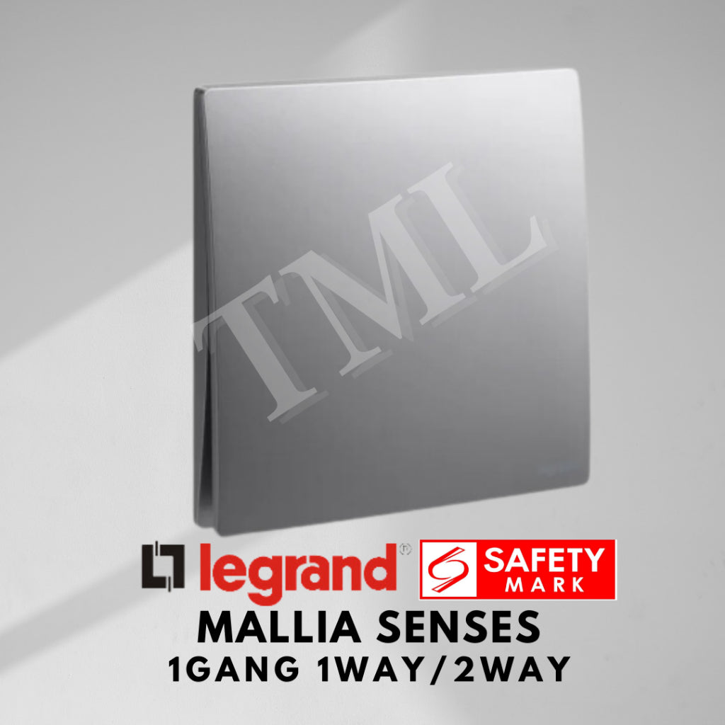 Legrand Mallia Senses 1Gang 1Way 2Way 1G1W 1G2W Switch Designer Matt Black Silver Champagne 4HOME SINGAPORE - 4HOME