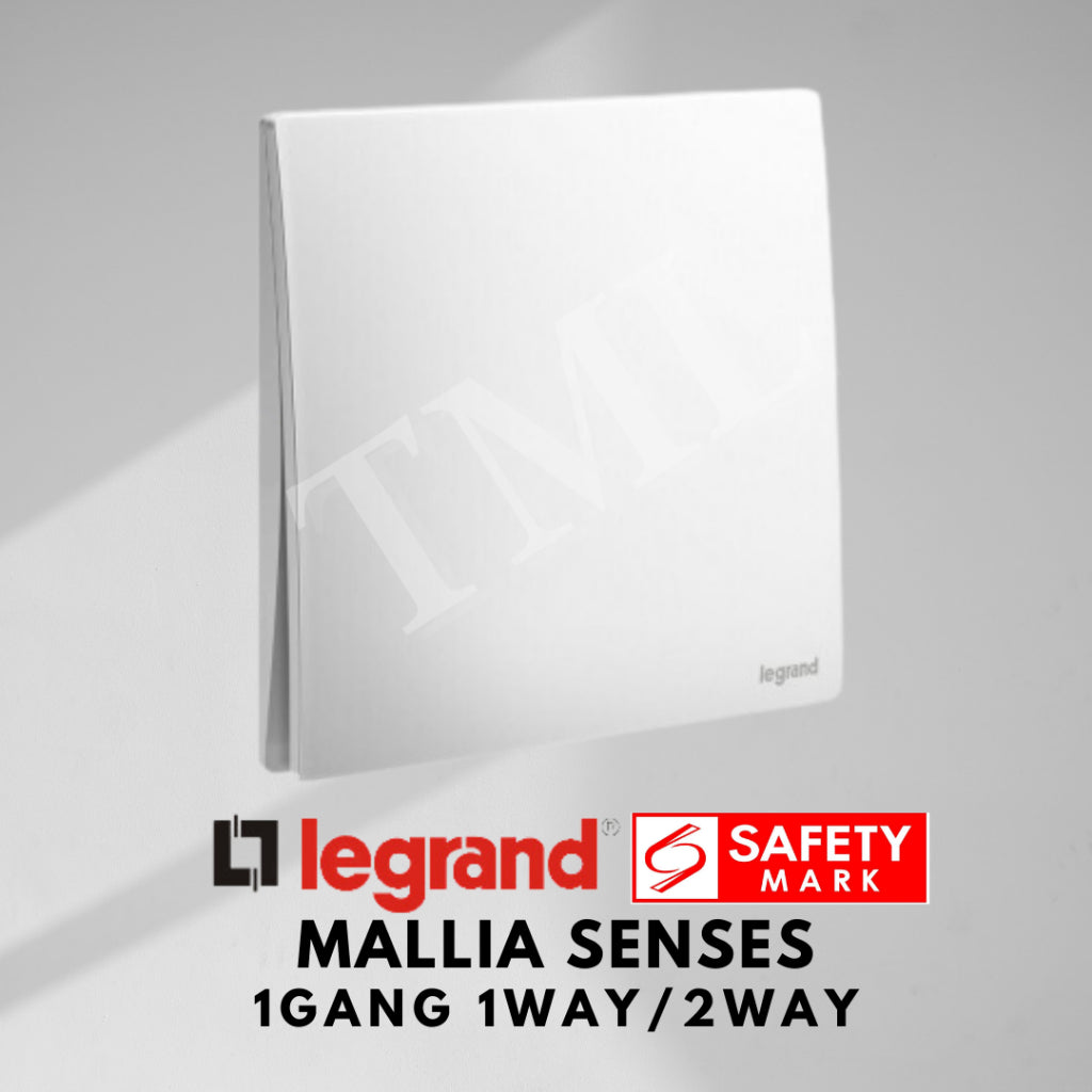 Legrand Mallia Senses 1Gang 1Way 2Way 1G1W 1G2W Switch Designer Matt Black Silver Champagne 4HOME SINGAPORE - 4HOME