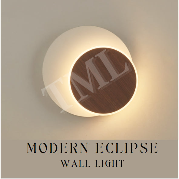 Modern Japanese Wood Printing Eclipse Wall Light 6W Tri-tone Tone Bedside Balcony Feature Wall 4HOME SINGAPORE - 4HOME