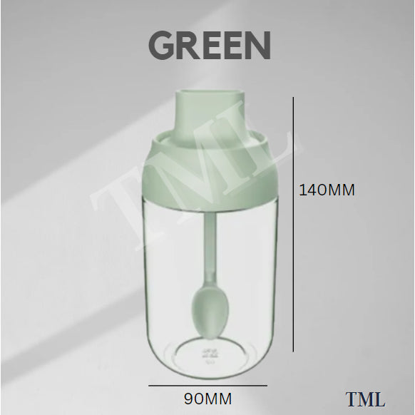 Seasoning Condiment Salt Spice Bottle Tall Glass Jar with Spoon 250ml for Kitchen Storage 4HOME SINGAPORE - 4HOME