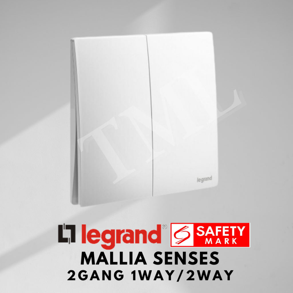 Legrand Mallia Senses 2Gang 1Way 2Way 2G1W 2G2W Switch Designer Matt Black Silver Champagne 4HOME SINGAPORE - 4HOME