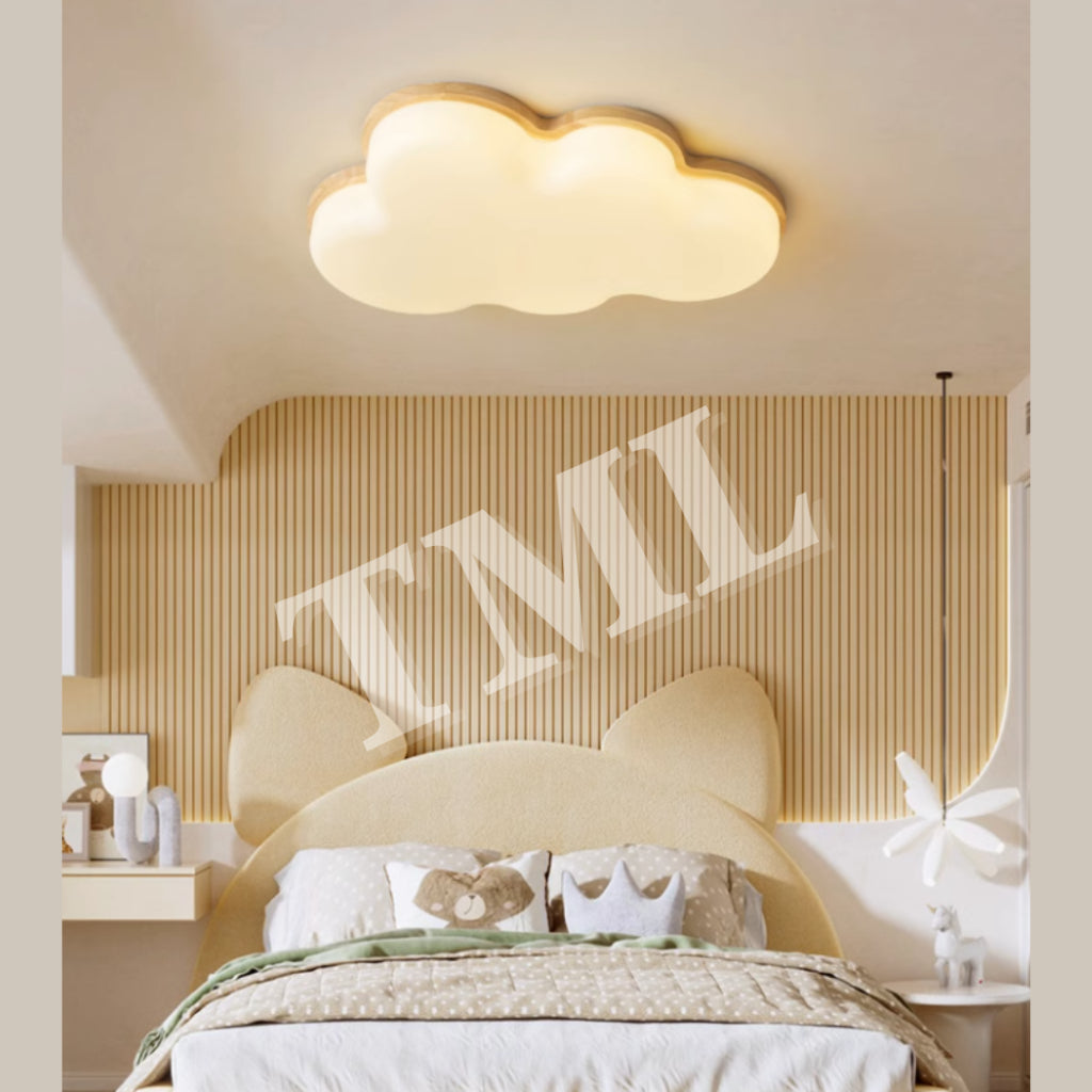 Premium 3D Cloud with Wood Japanese Style Tritone 36W LED Ceiling Light Bedroom Living Room Kitchen 4HOME SINGAPORE - 4HOME