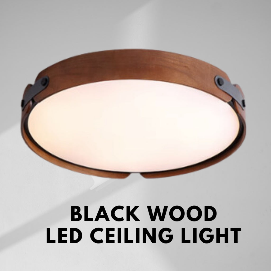 Premium LUX Dark Wood Walnut Real Wood Ceiling Light Bedroom Living Room Kitchen 4HOME SINGAPORE - 4HOME