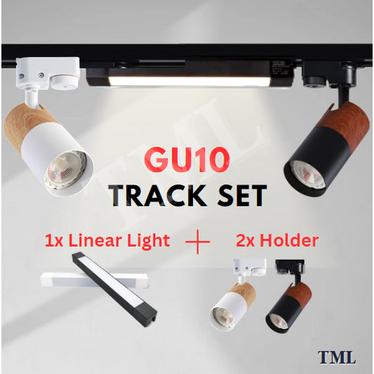 [SG Seller] Nordic Japanese Wood Design LED Track Light Set GU10 LED Bulb Holder 4HOME SINGAPORE - 4HOME