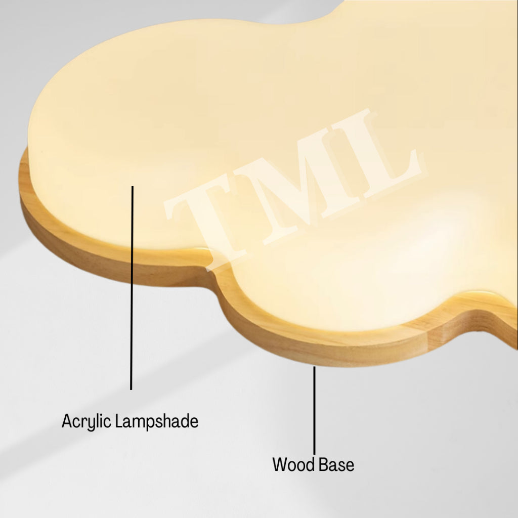 Premium 3D Cloud with Wood Japanese Style Tritone 36W LED Ceiling Light Bedroom Living Room Kitchen 4HOME SINGAPORE - 4HOME