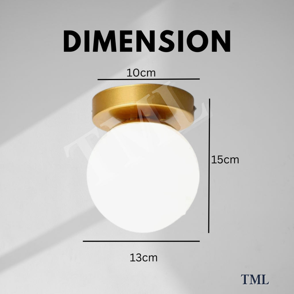 Frosted Glass Round Globe Wall Sconce Ceiling Light Black Gold 4HOME SINGAPORE - 4HOME