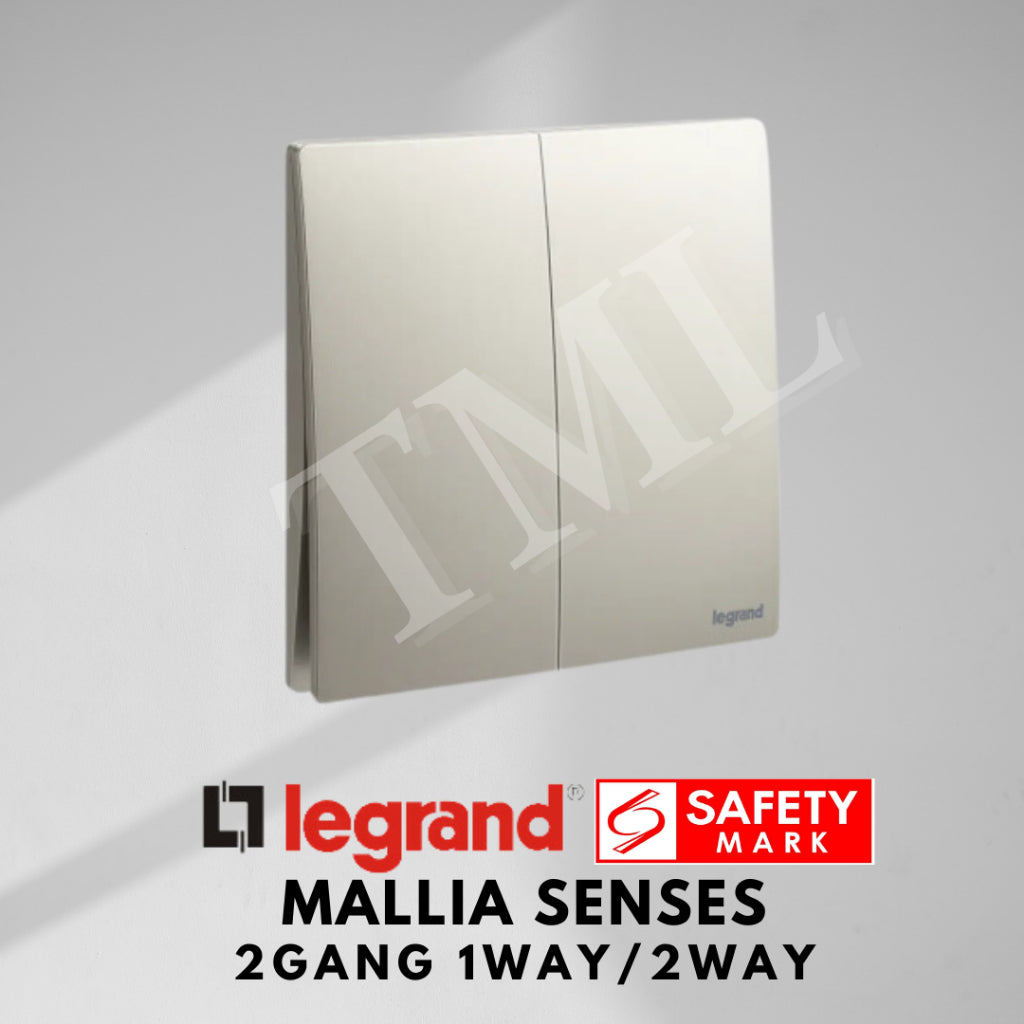 Legrand Mallia Senses 2Gang 1Way 2Way 2G1W 2G2W Switch Designer Matt Black Silver Champagne 4HOME SINGAPORE - 4HOME