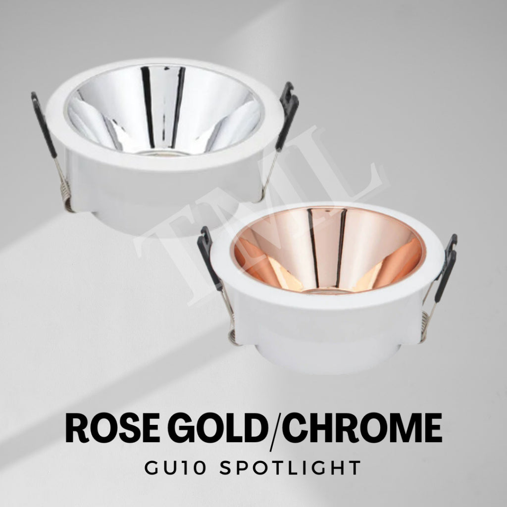 Rose Gold Chrome Black LED Recessed Spotlight High Depth GU10 Thin Frame Eclipse 4HOME SINGAPORE - 4HOME