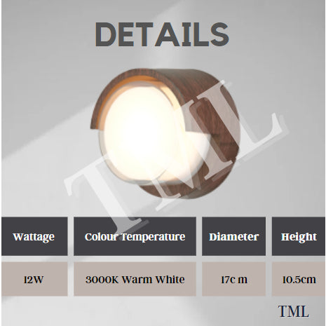 Modern Japanese Wood Printing Wall Light 12W Warm White Bedside Balcony Feature Wall 4HOME SINGAPORE - 4HOME