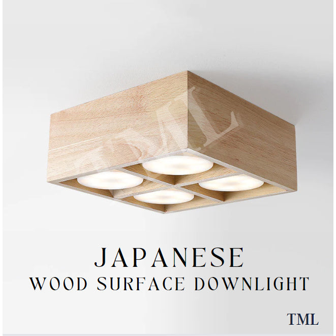 Japanese Style Wood Square 4Head Surface Downlight Spotlight Cube Tri-tone 4HOME SINGAPORE - 4HOME