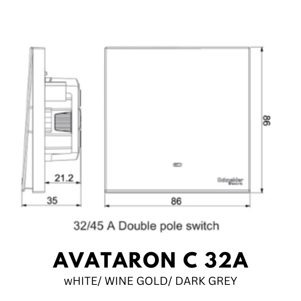 Schneider Avataron C 32A Double Pole Switch White Wine Gold Dark Grey with LED 4HOME SINGAPORE - 4HOME