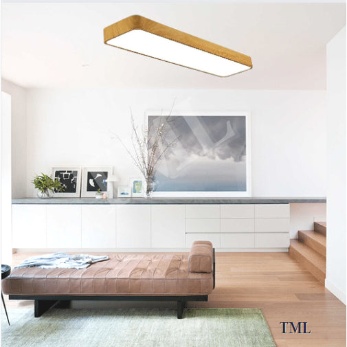 4HOME SINGAPORE 48W Wood Design Rectangular LED Ceiling Light Nordic Minimal Ceiling Light - Daylight for Kitchen Living Room - 4HOME