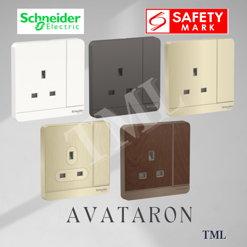 [SG Seller] Schneider AvatarON Single Socket 13A Wall Plug White Dark Grey Dark Wood Wine Gold Hairline Gold 4HOME SINGAPORE - 4HOME