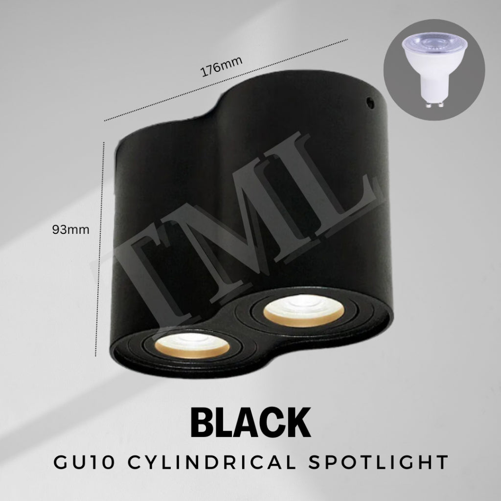 Premium Black White Double Head Round Cylindrical Spotlight Surface Mounted Downlight 4HOME SINGAPORE - 4HOME