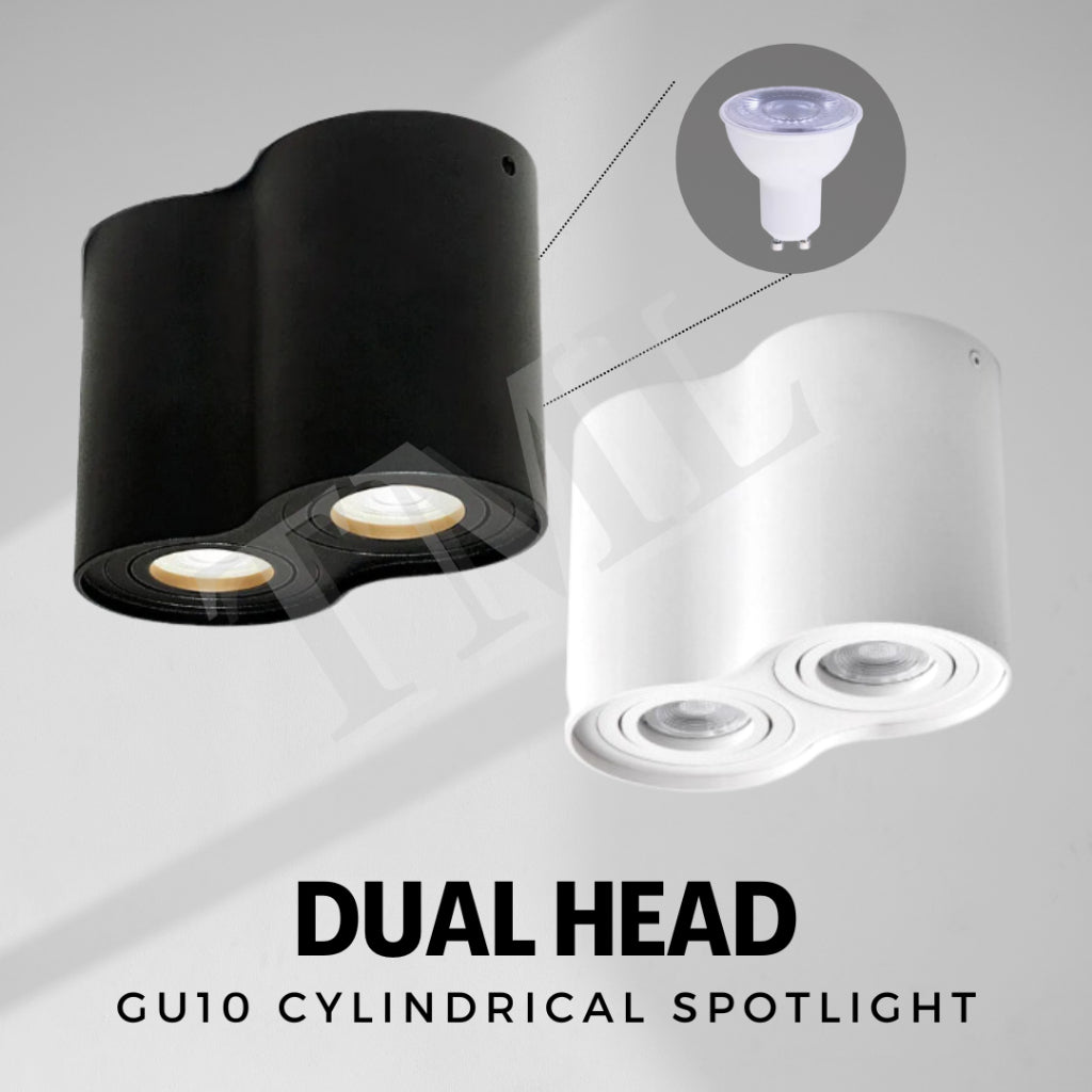 Premium Black White Double Head Round Cylindrical Spotlight Surface Mounted Downlight 4HOME SINGAPORE - 4HOME