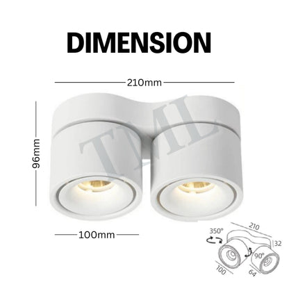 Premium White Double Head Halo Cylindrical Spotlight Surface Mounted Downlight 4HOME SINGAPORE - 4HOME