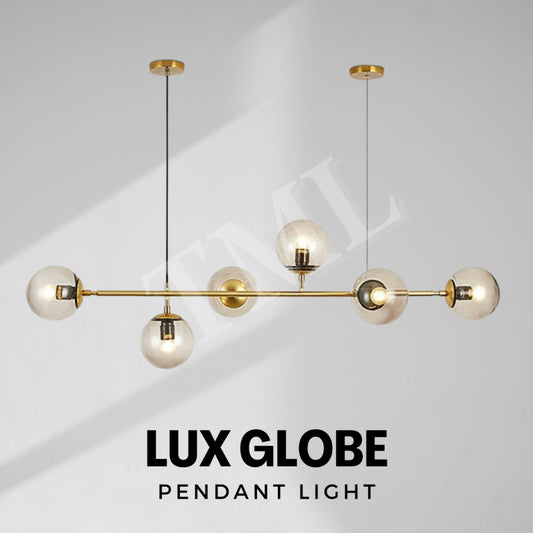 Nordic LUX Gold Smoky Grey 6 Bulb Globe Chandelier Pendant Light Island Kitchen Dining Living Hall E27 4HOME SINGAPORE - 4HOME
