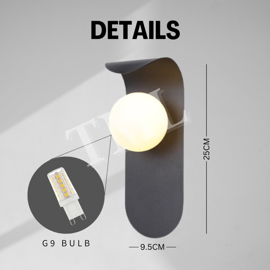 [SG Seller] Premium Black White Orb Globe LED Wall Light For Bedside Hotel Modern 4HOME SINGAPORE - 4HOME