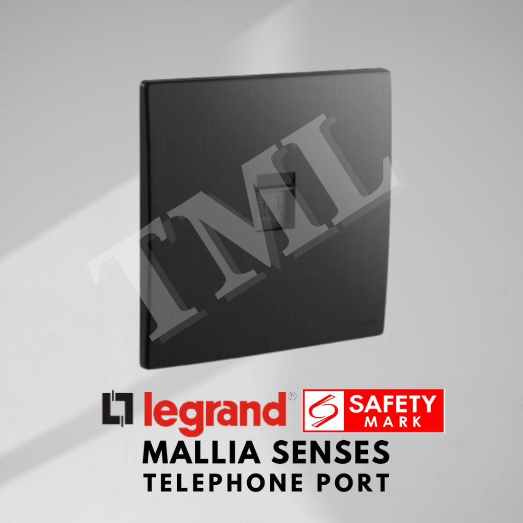 Legrand Mallia Senses Telephone Port Socket Designer Matt Black Silver Champagne 4HOME SINGAPORE - 4HOME