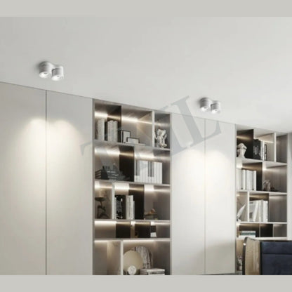 Premium White Double Head Halo Cylindrical Spotlight Surface Mounted Downlight 4HOME SINGAPORE - 4HOME