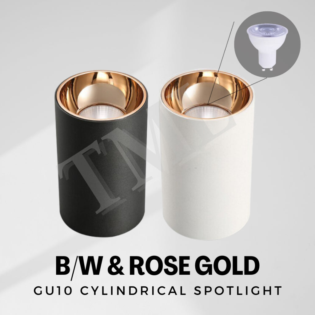 Premium Black White with Rose Gold Ring Surface Mounted Cylindrical Downlight Spotlight 4HOME SINGAPORE - 4HOME