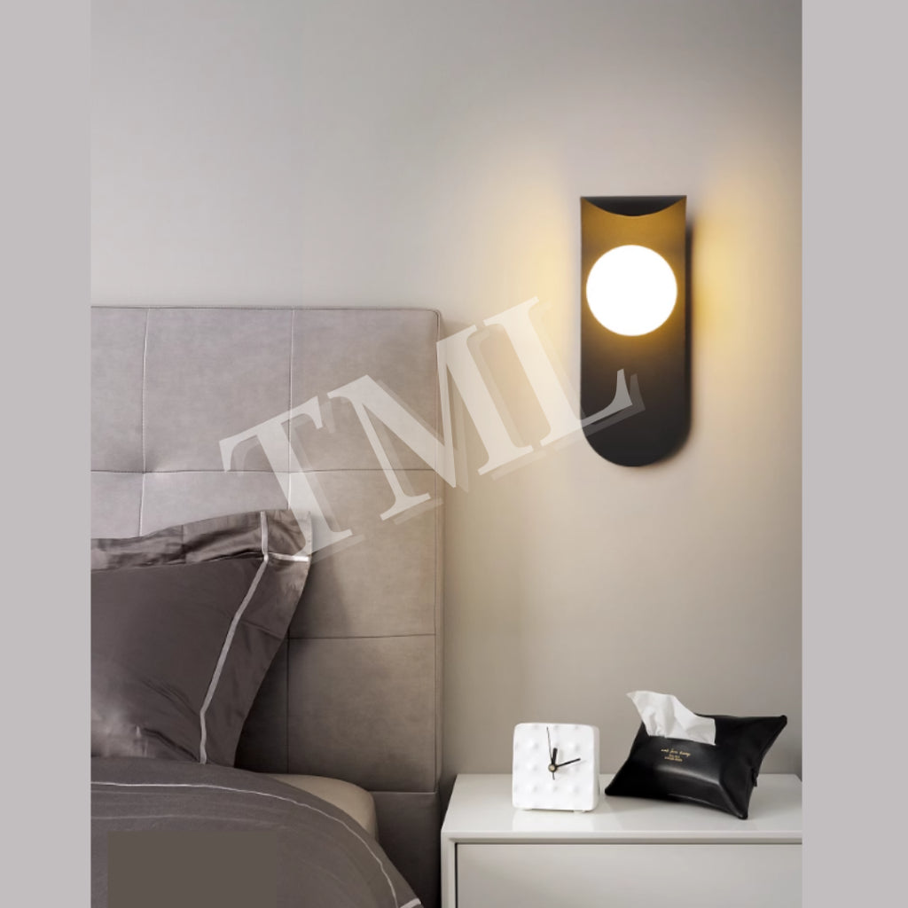 [SG Seller] Premium Black White Orb Globe LED Wall Light For Bedside Hotel Modern 4HOME SINGAPORE - 4HOME