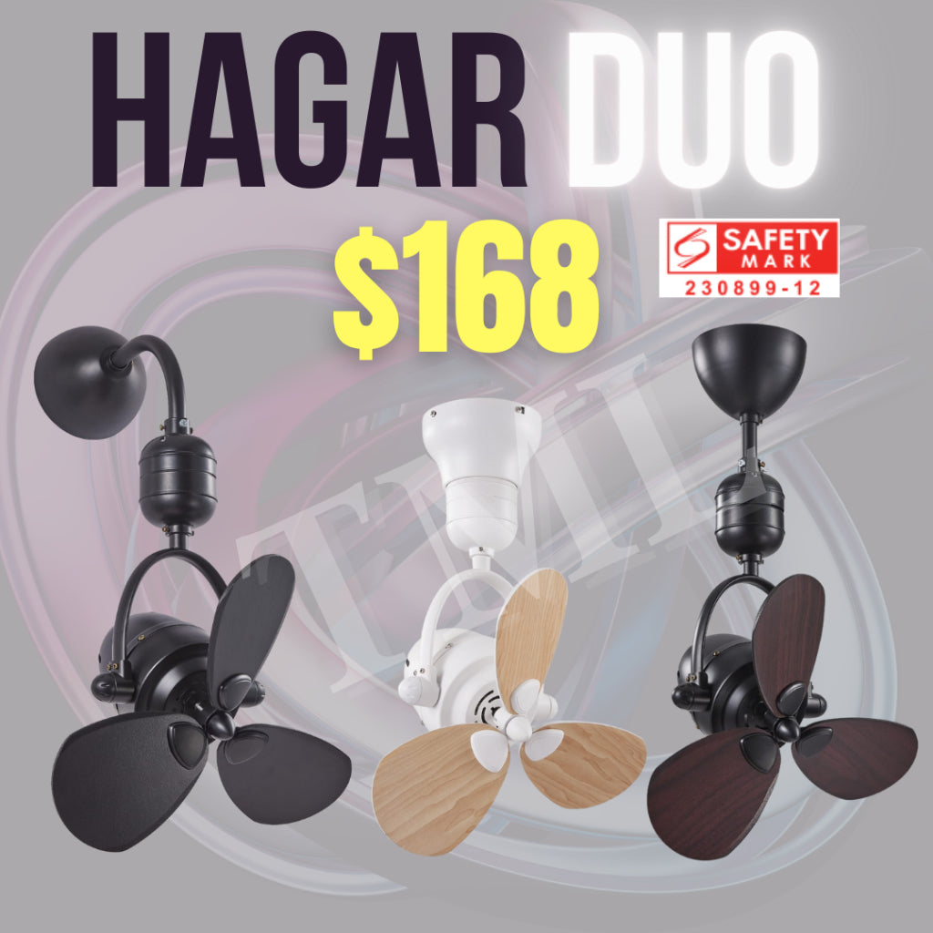 Bestar Corner Fan Duo Hagar 16inch Small DC Ceiling Fan Wall Mount Fan Nordic 4HOME SINGAPORE - 4HOME