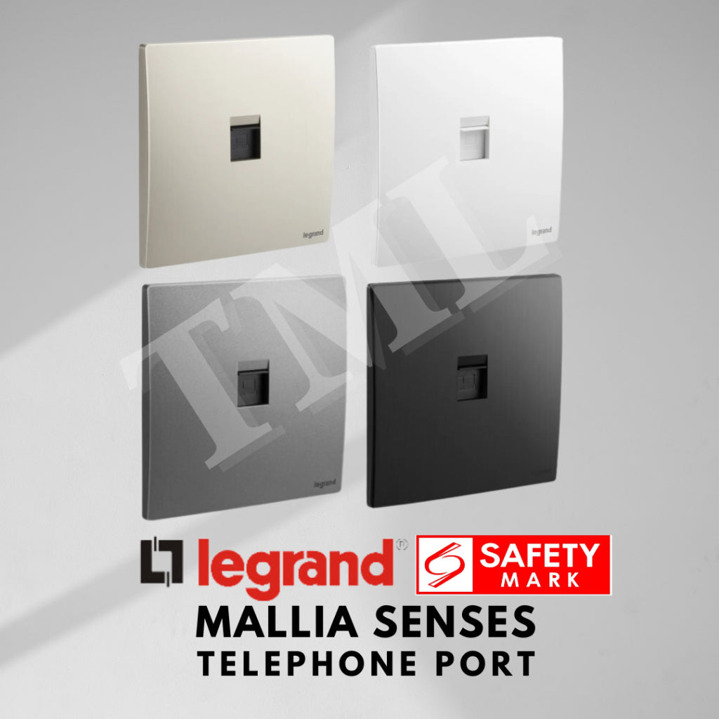 Legrand Mallia Senses Telephone Port Socket Designer Matt Black Silver Champagne 4HOME SINGAPORE - 4HOME