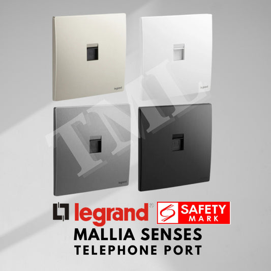 Legrand Mallia Senses Telephone Port Socket Designer Matt Black Silver Champagne 4HOME SINGAPORE - 4HOME