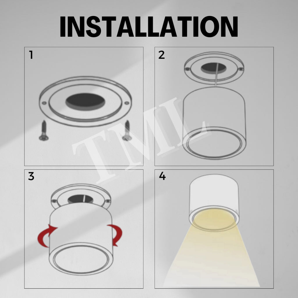 Premium White Single Head Halo Cylindrical Spotlight Surface Mounted Downlight Anti Glare 4HOME SINGAPORE - 4HOME