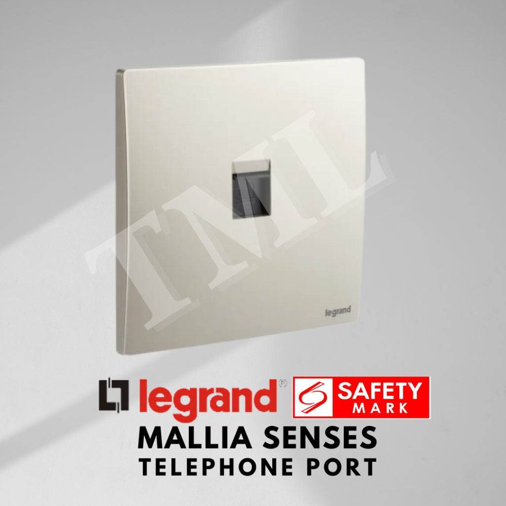 Legrand Mallia Senses Telephone Port Socket Designer Matt Black Silver Champagne 4HOME SINGAPORE - 4HOME
