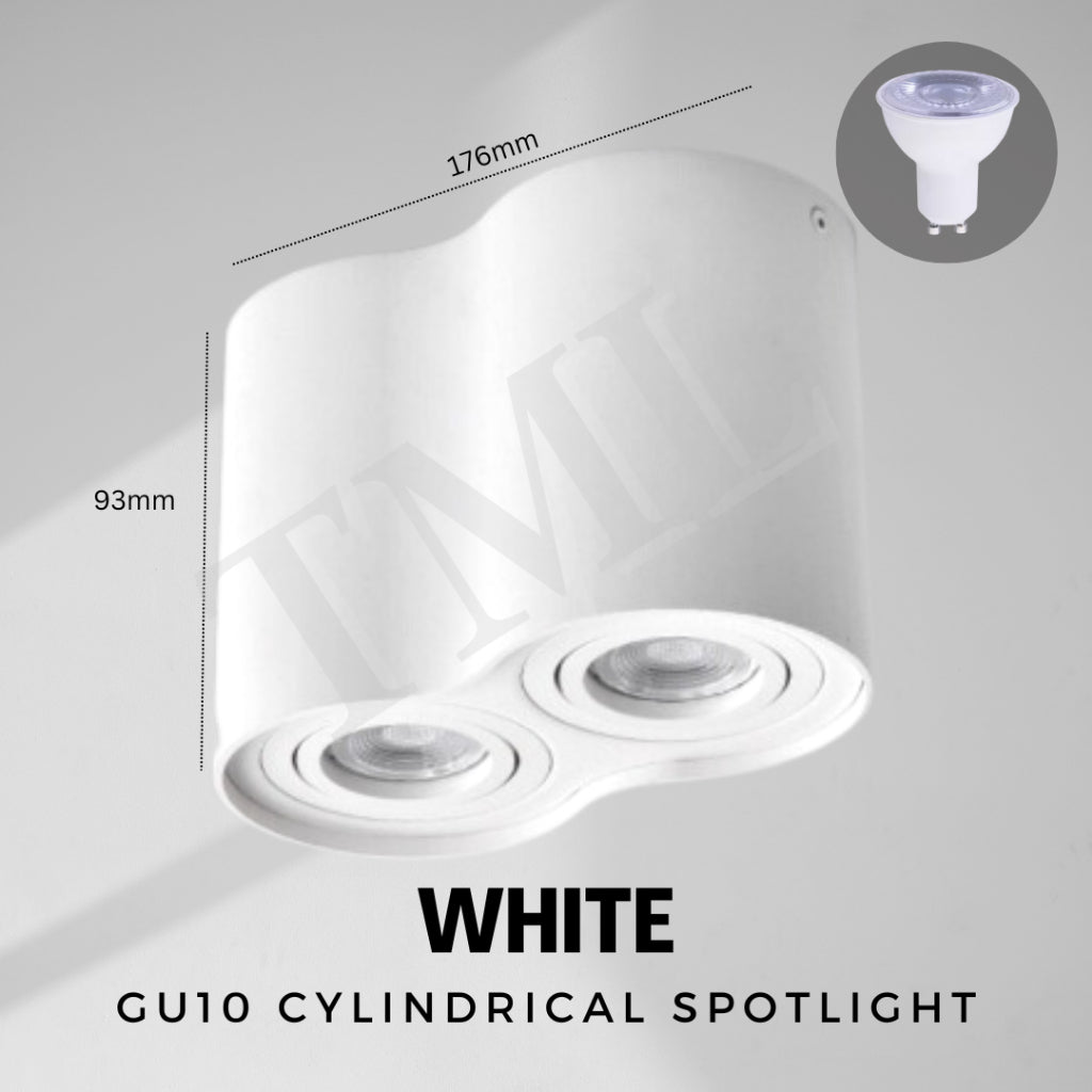 Premium Black White Double Head Round Cylindrical Spotlight Surface Mounted Downlight 4HOME SINGAPORE - 4HOME