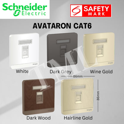 Schneider Electric AvatarOn Switch Socket Dark Wood Hairline Gold 4HOME SINGAPORE - 4HOME