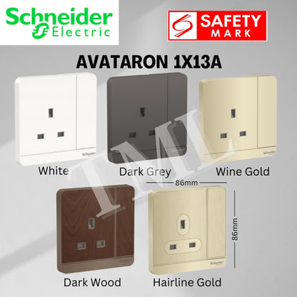 Schneider Electric AvatarOn Switch Socket Dark Wood Hairline Gold 4HOME SINGAPORE - 4HOME
