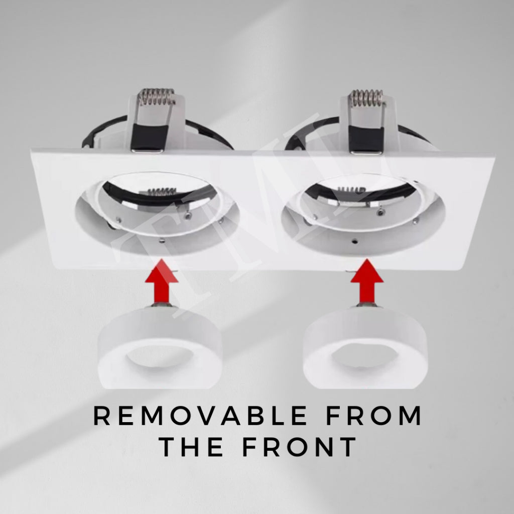 Premium Recessed 360 Degree Halo Double Head Square GU10 Spotlight Recessed Downlight Black White Dual Axis 4HOME SINGAPORE - 4HOME