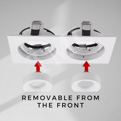 Premium Recessed 360 Degree Halo Double Head Square GU10 Spotlight Recessed Downlight Black White Dual Axis 4HOME SINGAPORE - 4HOME