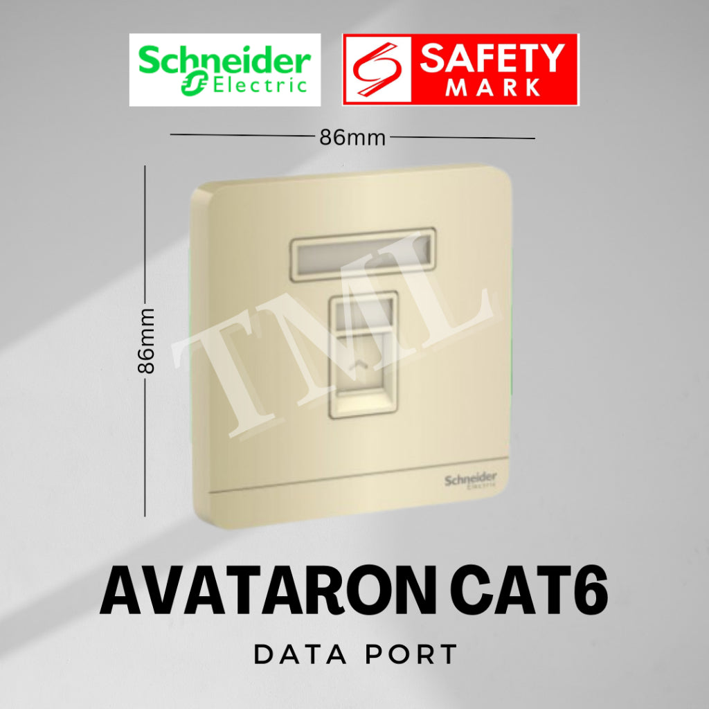 [SG Seller] Schneider AvatarON 1Gang RJ45 Data Port Cat6 White Dark Grey Dark Wood Wine Gold Hairline Gold 4HOME SINGAPORE - 4HOME