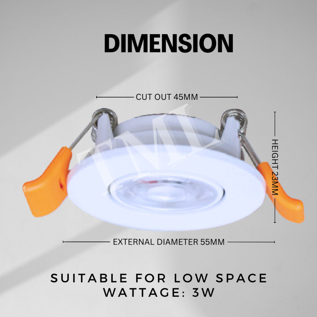 Mini Cabinet Display Shelving Wardrobe recessed spotlight for low height space 3W Daylight Warm White 4HOME SINGAPORE - 4HOME