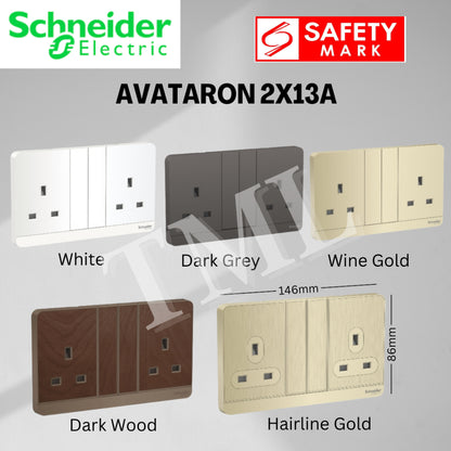 Schneider Electric AvatarOn Switch Socket Dark Wood Hairline Gold 4HOME SINGAPORE - 4HOME